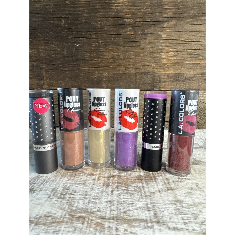 Mixed Lot 6 Lipsticks & Glosses LA Colors, Hard Candy Various Shades.